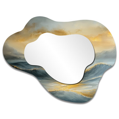 Silent Melody Of Coastal Echo - Coastal Asymmetrical Wall Mirror, Nautical Vanity Mirror, Printed on Metal