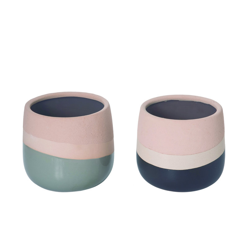 Ensemble de 2 pots de fleurs en grès