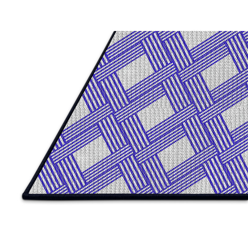 Bleu Tapis décoratif à motifs géométriques Schrader, Rectangle 5 pi x 8 pi
