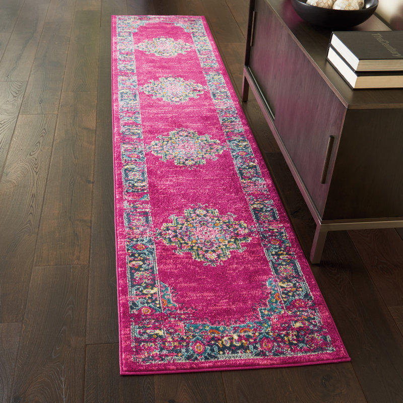 Abbate Oriental Fuchsia Pink Area Rug, Runner 2'2" x 10'