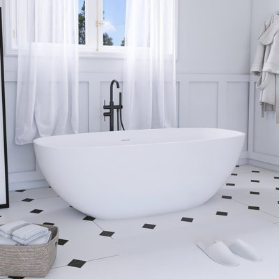Freestanding Solid Surface Soaking Bathtub