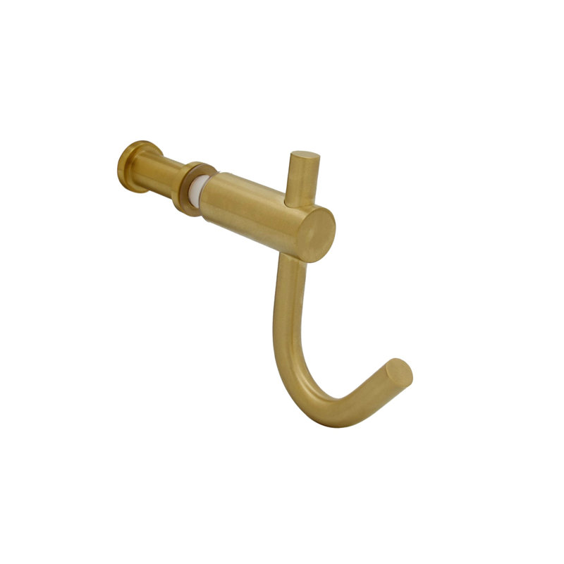 Glass Mounted Towel Hook, Satin Brass