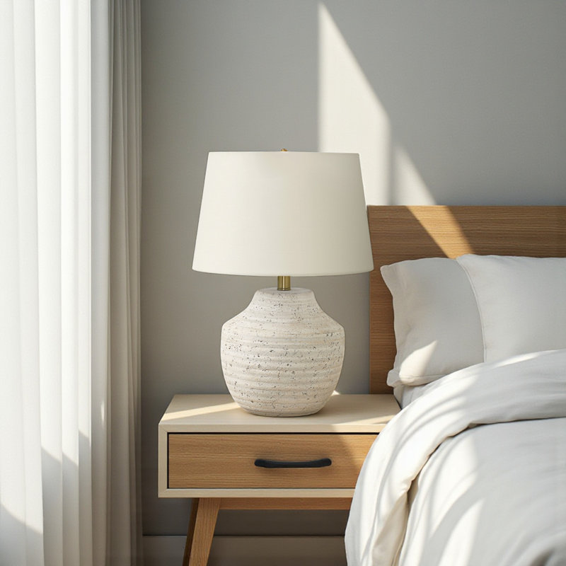 Lampe de table en béton crème / ivoire / crème, 19,87 po x l 13,76 po x P 13,87 po.