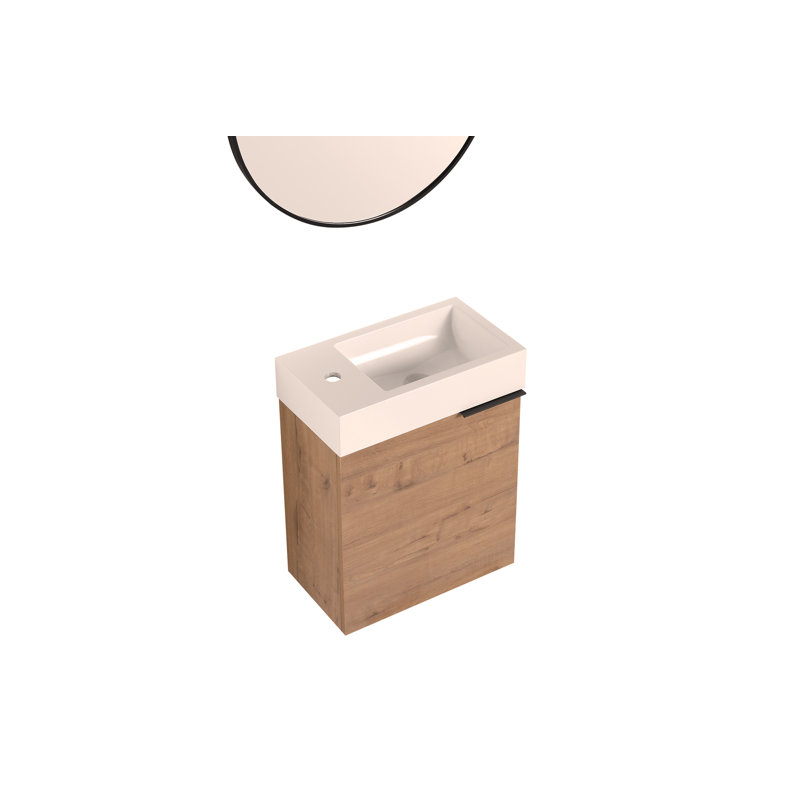 Meuble-lavabo mural flottant 18 po avec lavabo en résine et porte d'armoire à fermeture en douceur 18 po