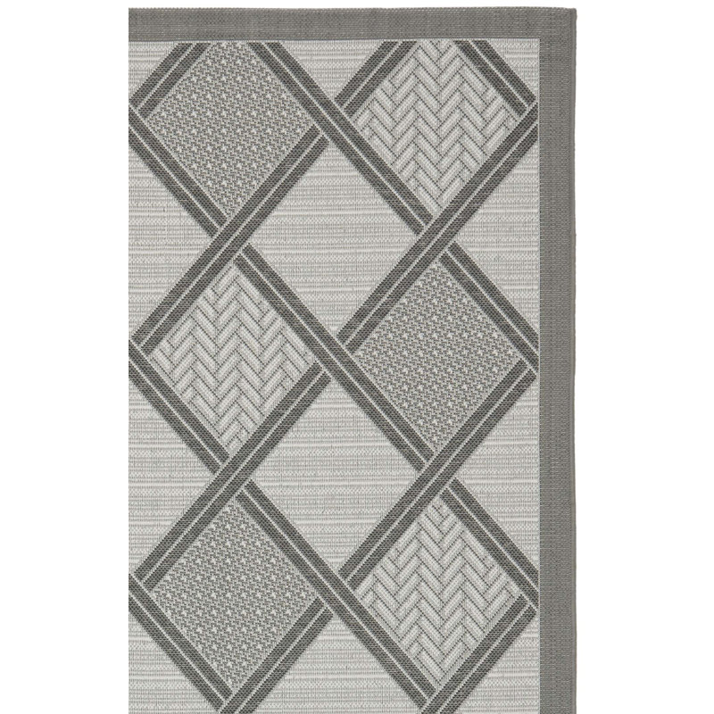 Arneshia Geometric Light Grey/Anthracite Indoor/Outdoor Area Rug, Rectangle 5'3" x 7'7"