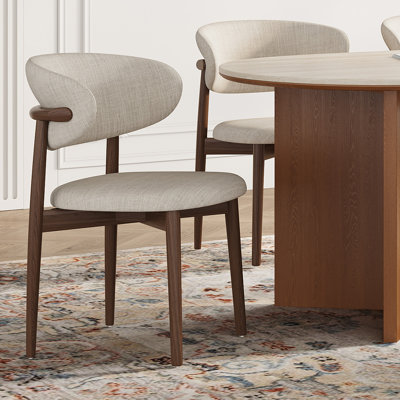 71" Oval Dining Table Set With 6 Linen Dining Chairs,Upholstered Side Chairs With High Back For Kitchen/Living Room