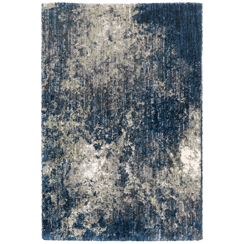 Tapis abstrait bleu / gris Sven, Rectangle 5 pi 3 po x 7 pi 6 po
