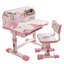 Ensemble de chaise de bureau, ensemble de chaise de bureau à motif de bureau élargi pour enfants, table d'étude à hauteur réglable avec tiroir (rose)
