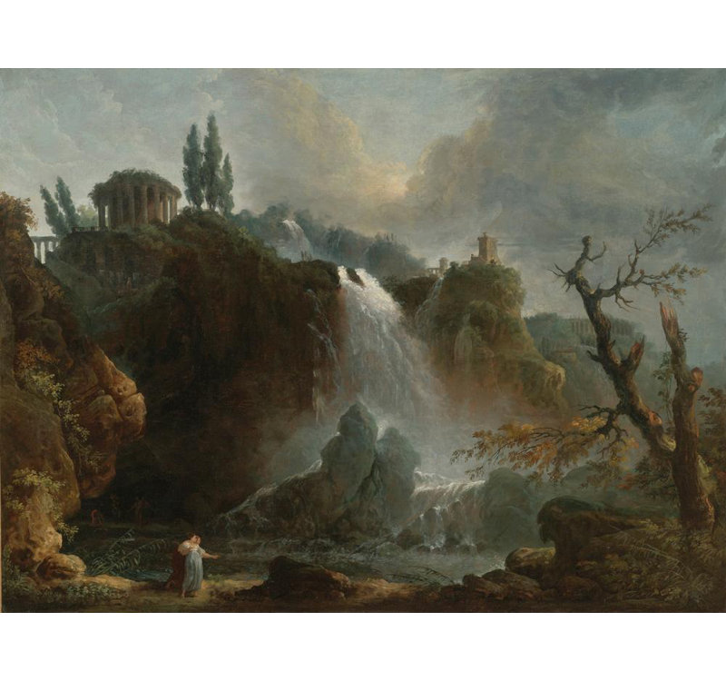 «The Cascades at Tivoli» par Hubert Robert - Art mural sur toile tendue avec châssis, H 40 po x l 28 po