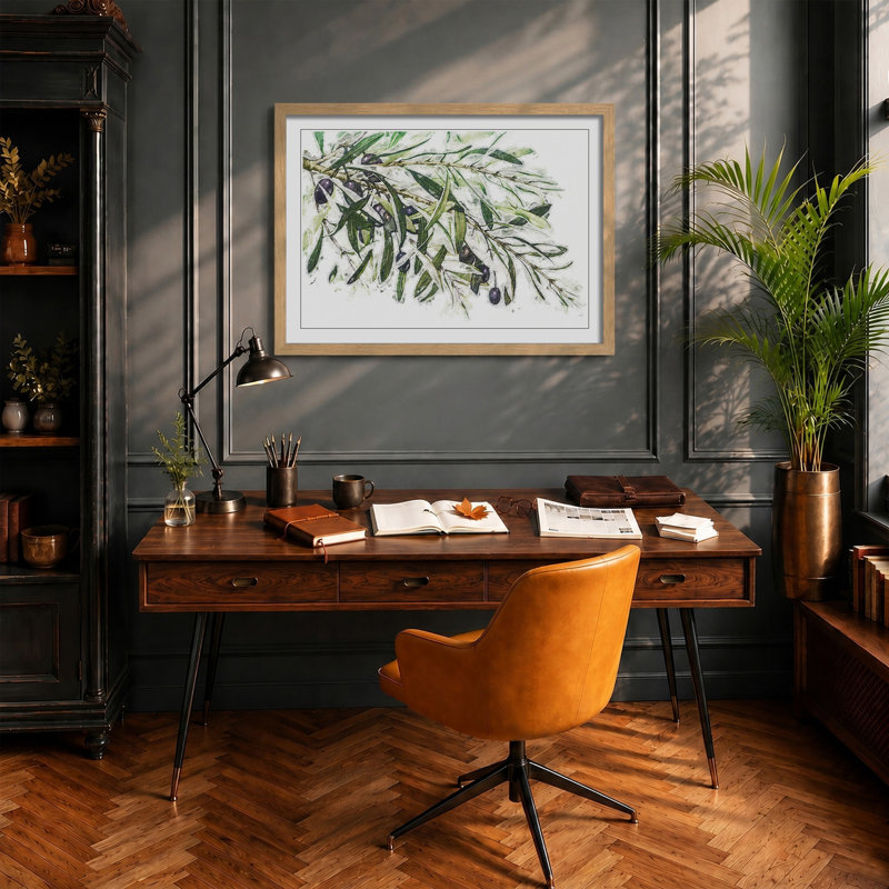 The Olive Branch - Framed Print, 27cm H x 36cm W x 2cm D, Oak Framed