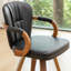 Chaises de salle à manger pivotantes Mid-Century rembourrées en cuir avec accoudoirs-686434595