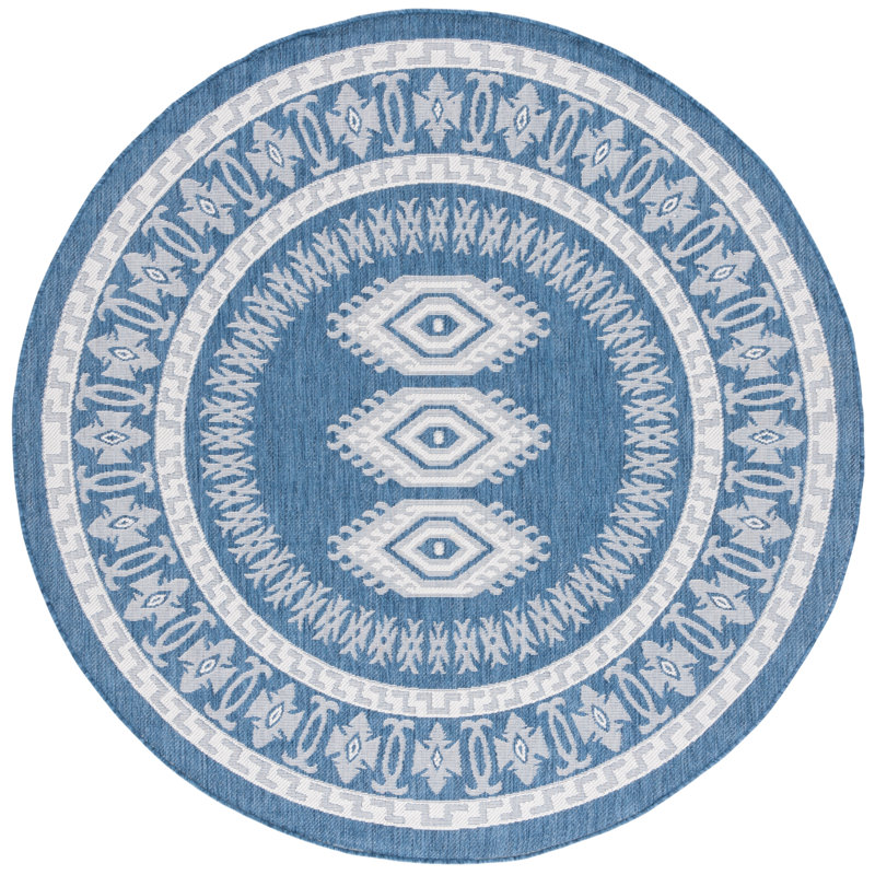Marneshia Performance Machine Washable Southwestern Indoor/Outdoor Area Rug, Round 6'7"