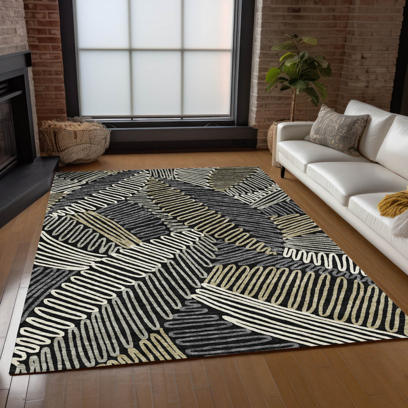 Lamanna Washable Floral Indoor / Outdoor Rug, Rectangle 9' x 12'