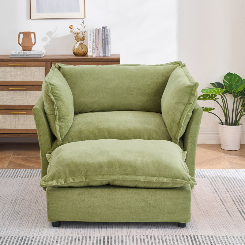 Canapé rembourré avec repose-pieds Danieal, Vert