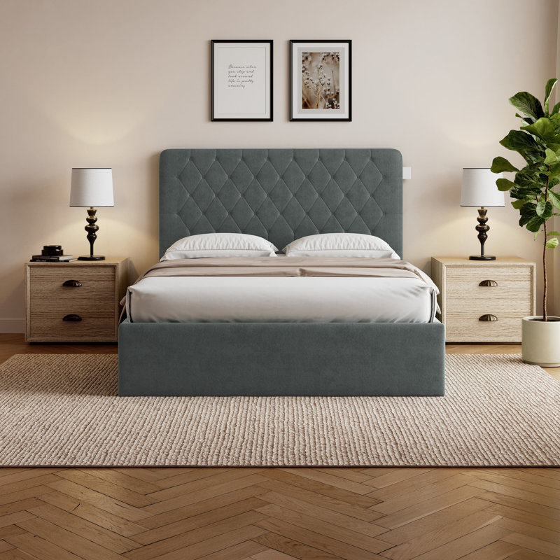 Alessia Upholstered Ottoman Storage Bed, King (207 x 156 cm), Grey