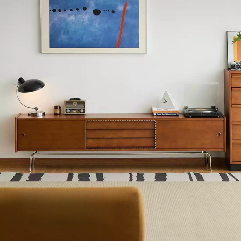 Console de télévision en bois rétro, H 21,65 po x L 59,06 po x l 15,75 po