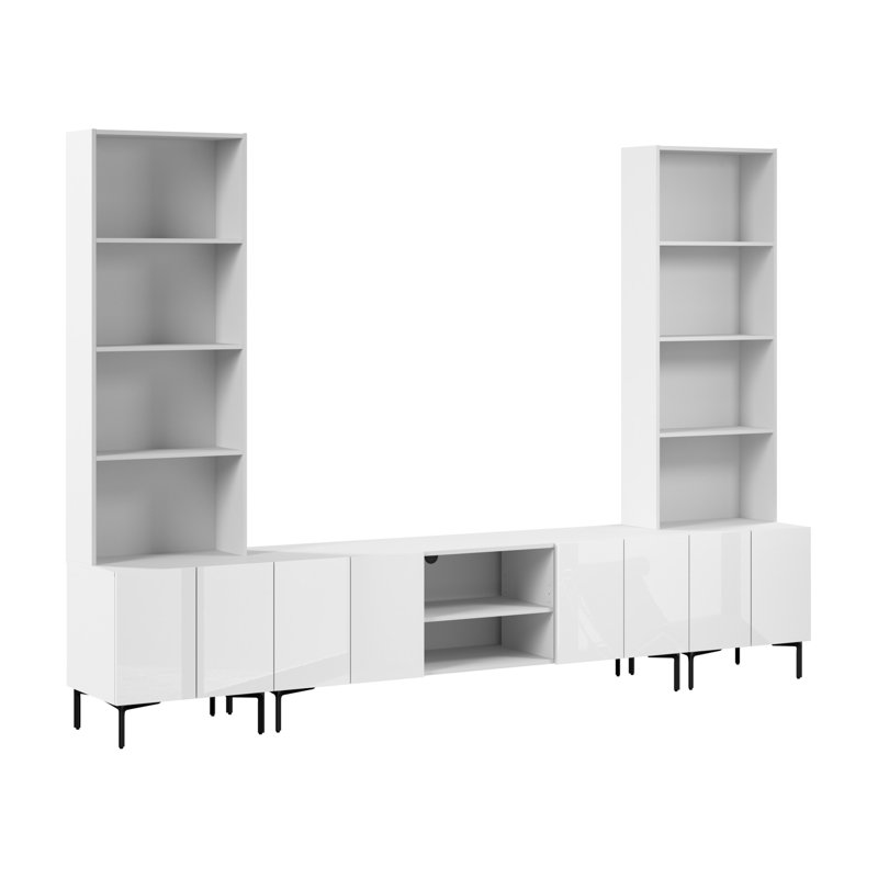 118W Modular Entertainment Center With TV Stand And Storage Cabinets With Hutches
