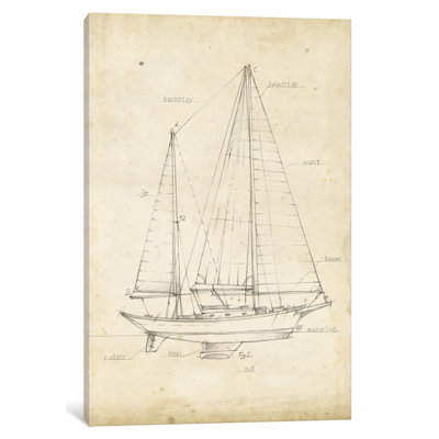 «Sailboat Blueprint VI», reproduction d'art sur toile