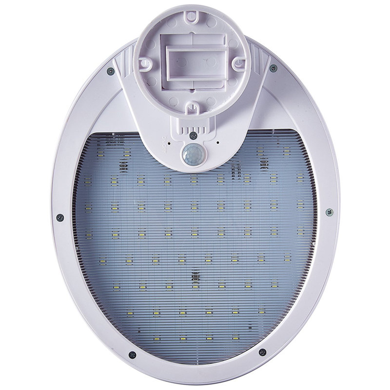 1 - Head LED Solar Powered Dusk to Dawn Outdoor Security Flood Light with Motion Sensor and Timer, White/Pure White