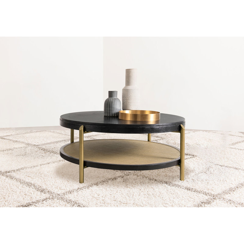 Table basse ronde avec tablette de rangement