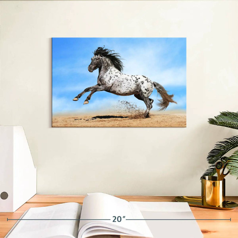 Cheval Appaloosa moucheté, H 8 po x l 12 po