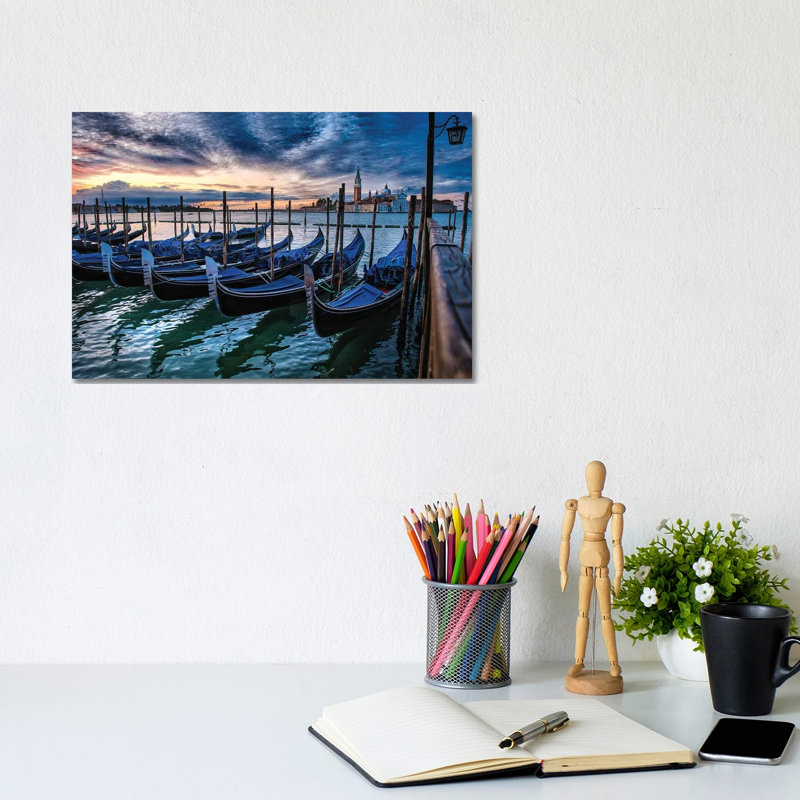 Gondolas Of Venice by Zoe Schumacher - Wrapped Canvas Print, 20.32 cm H x 30.48 cm W