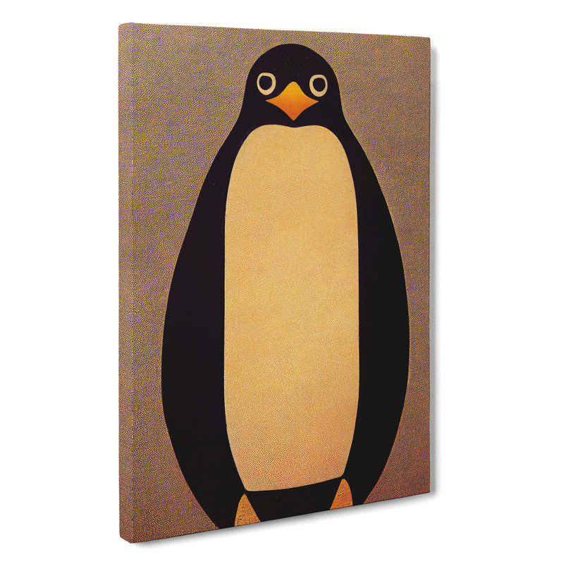 Retro Penguin Art No.1 - Wall Art, 50cm H x 35cm W x 3cm D, Wrapped Canvas
