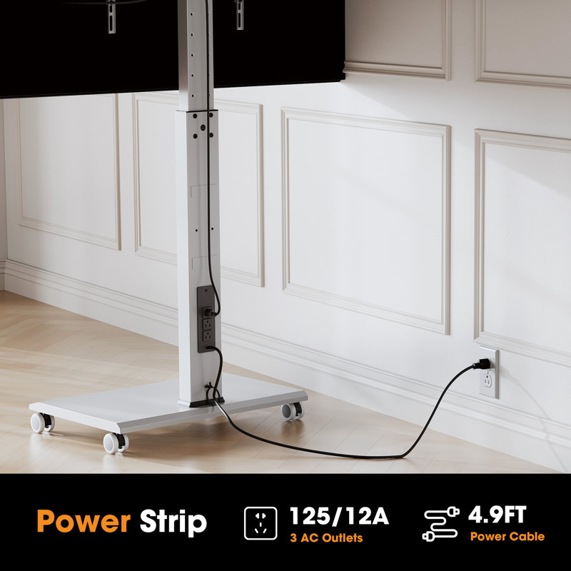 Adrista Rolling TV Stand with Wheels For 32-70 Inch TVs, Height Adjustable and Power Outlet TV Console ,Hold Up To 88 Lbs