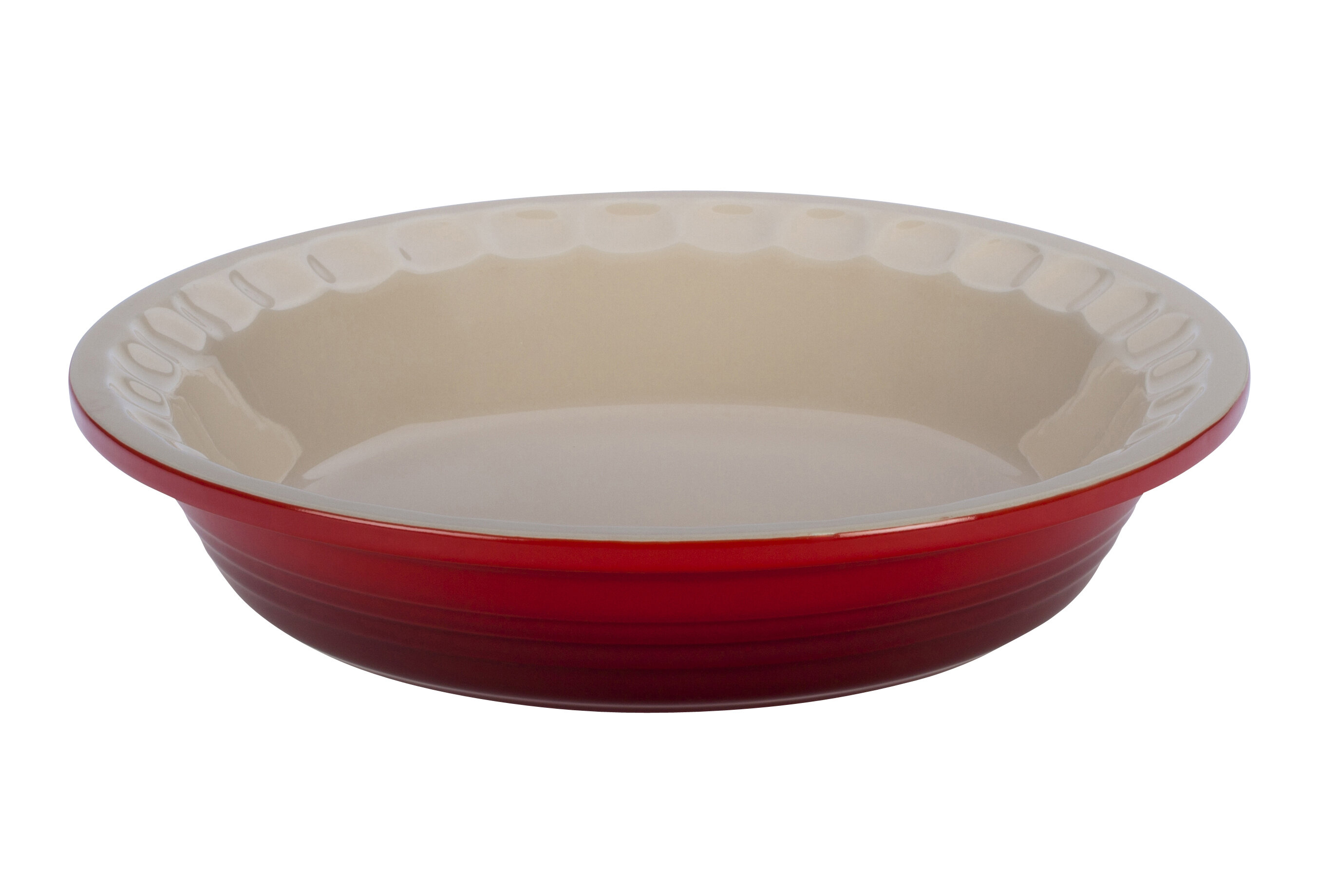 LE CREUSET 11.75" Red Pie Dish Round Baking Dish New