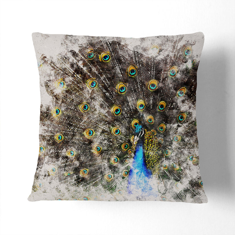 Peacock Vol.1 Scatter Cushion, 55cm H x 55cm W x 20cm D, White