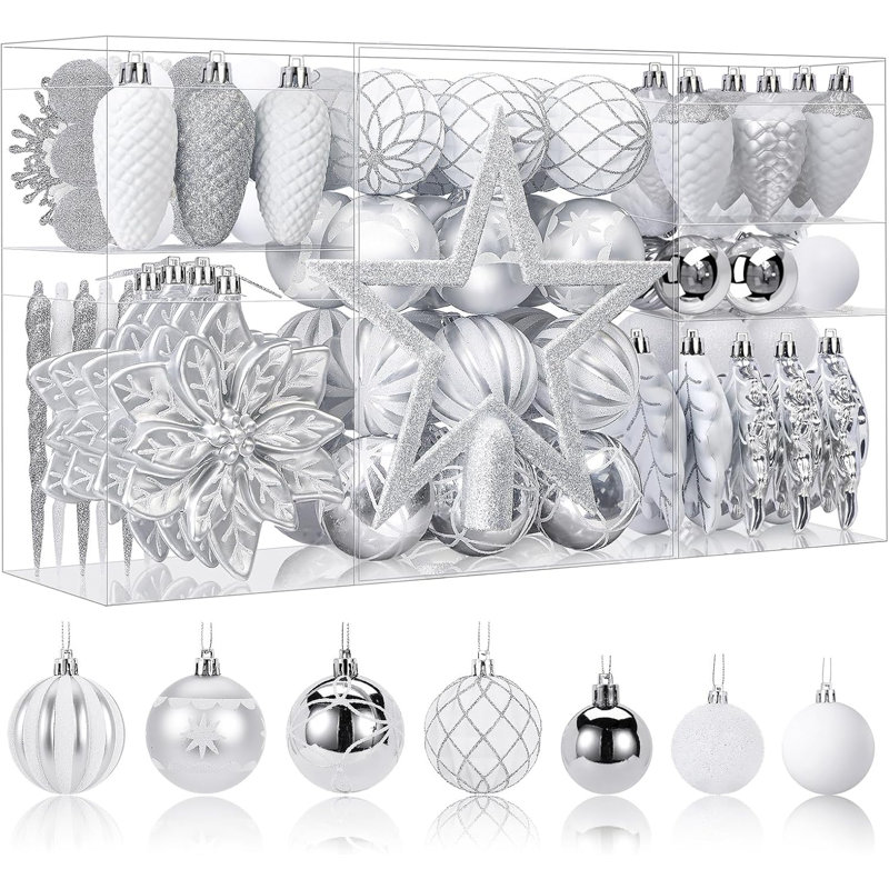 43.1 cm Plastic Shatterproof Finial Ornament, Silver