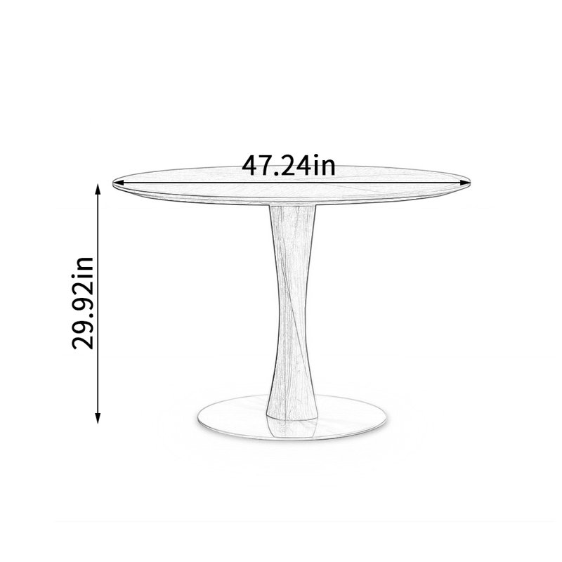 Table ronde artisanale durable et exquise, H 29,52 po x L 47,24 po x l 47,24 po