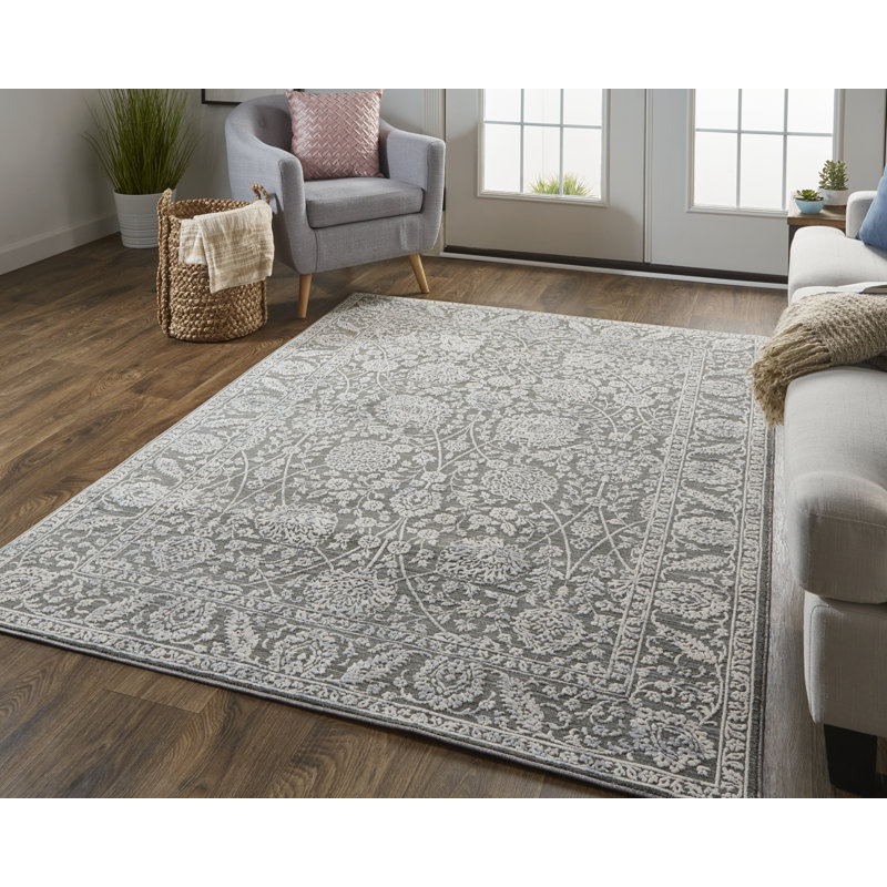 Lillie-Anna Oriental Power Loom Bone White Area Rug, Rectangle 5' x 6'10"