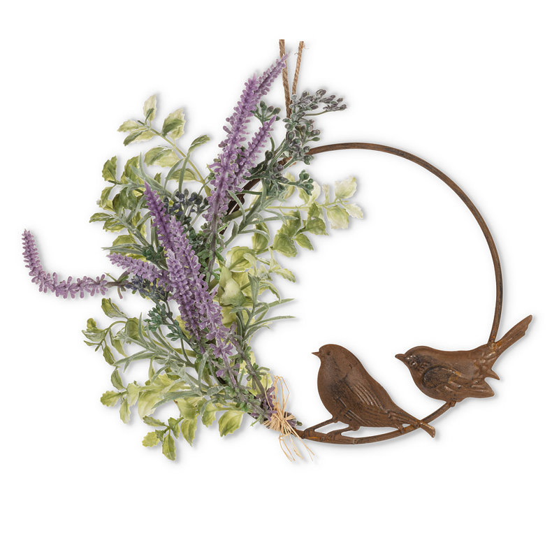 Petit cerceau avec oiseaux et lavande 7 po Polyéthylène (PE) / Couronne en métal