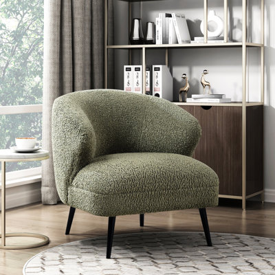 Fauteuil d'appoint de luxe en tissu Boucle, coussins en mousse haute densité, base en contreplaqué, pieds en métal, capacité de 300 lb, largeur de siège de 26 po rembourrée pour le salon, le siège, la structure, la charge, taille H 28,5 po x H 30,5 po