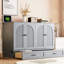 Lit double de couleur grise avec beaucoup de tiroirs pour les oreillers - choix de chambre à coucher confortable. Maximise les petits espaces. Peut contenir divers objets. Style élégant. Accessibilité de charge.-1904239018-1904239016
