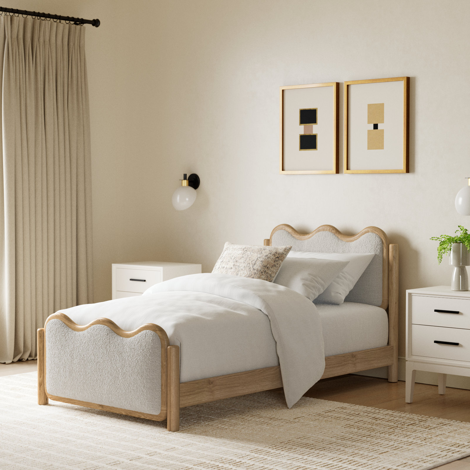 Shirleen Upholstered Platform Bed, Twin