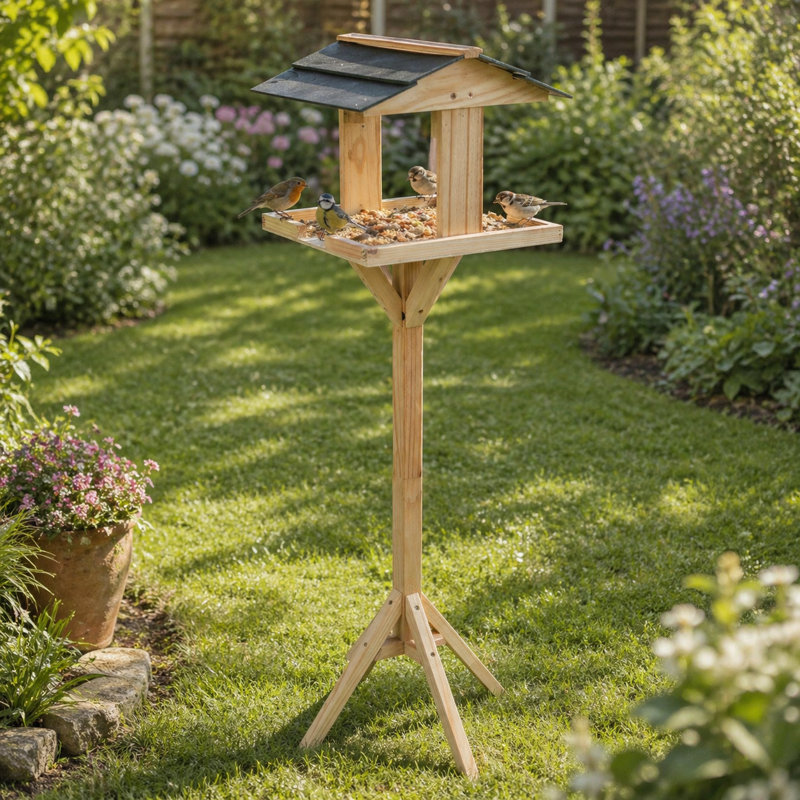 Redwood - Wooden Bird Table with Roof