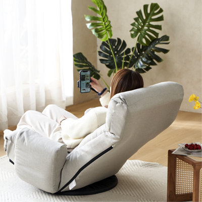 Chaise avec cadre en métal gris avec tête et taille réglables, siège rotatif à 360 degrés, sac à ressort intégré pour une longue assise, chaise de loisir moelleuse, structure, siège amusant