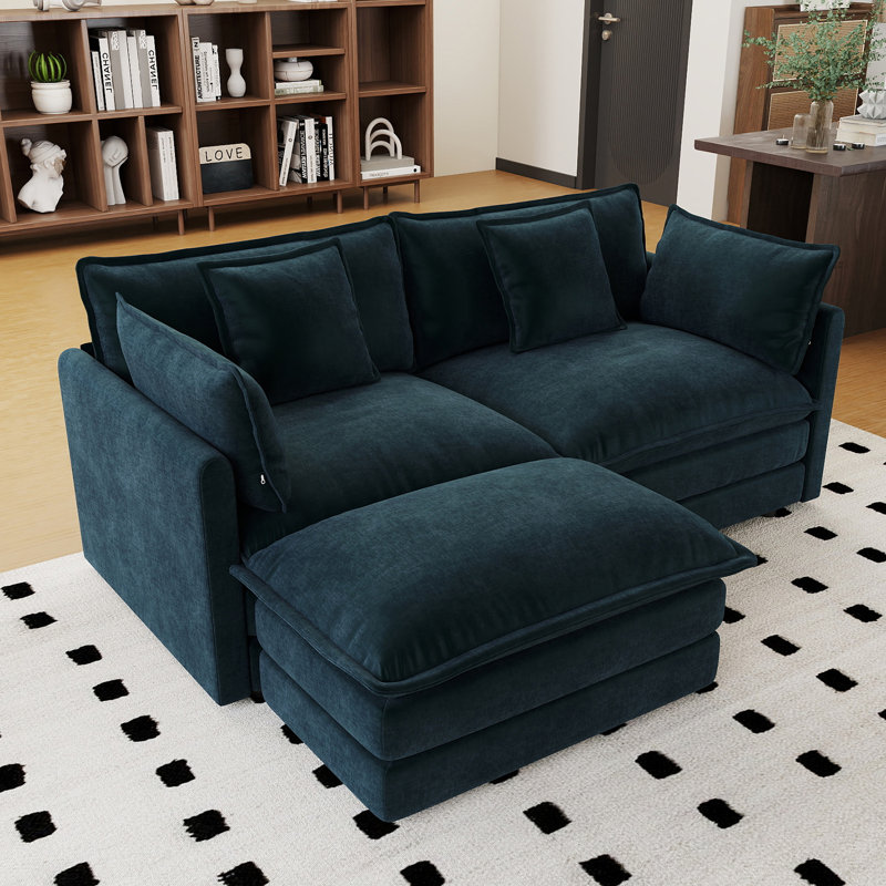 Sofa, Blue Chenille