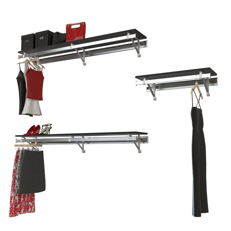 3-Piece Closet System: Double Shelf-Hang and 32" Long Hang, 8.75"H x 104"W x 12.25"D, White