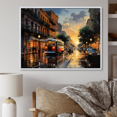 New Orleans Cityscape Comes Alive At Night I - New Orleans Framed Canvas Print