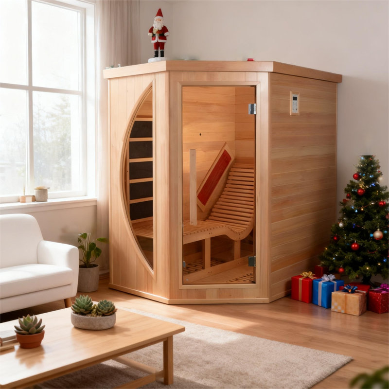1 Person Far Infrared Red Cedar Wooden Indoor Sauna Room With Recliner