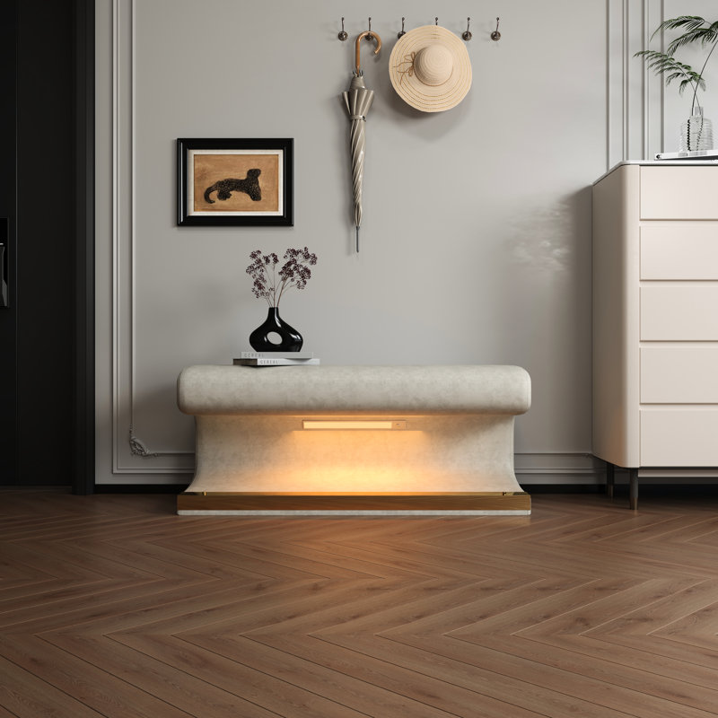 Cuir beige rembourré avec DEL pour chambre à coucher élégante, Beige