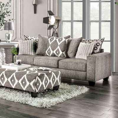 94.4" W Transitional Sofa, Gray