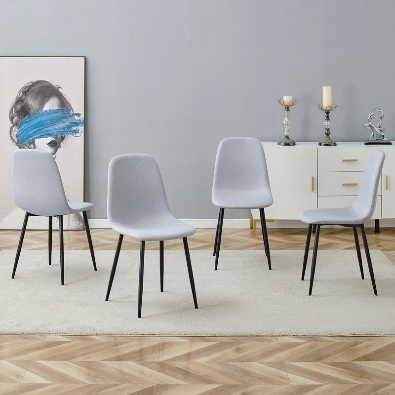 Comfortable Linen-Cotton Dining Chair Set - Four Pieces Integrated Seat And Backrest,Linen-Cotton Material,Modern Home Matching