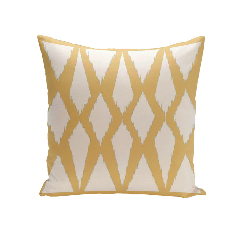 Ikat Reversible Throw Pillow, Yellow, 16" H x 16" W x 1" D