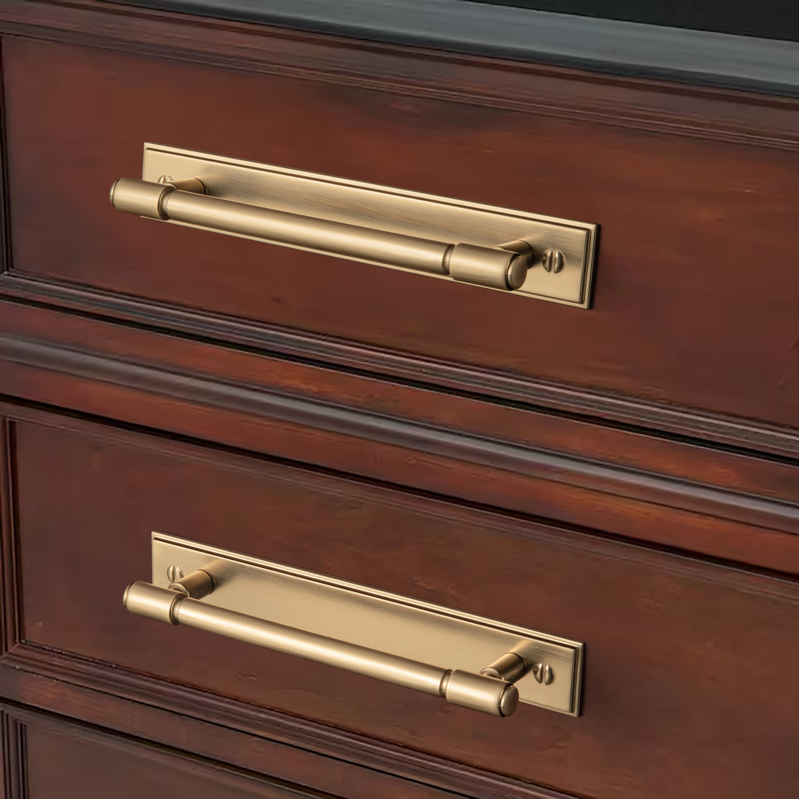Bar Cabinet Pull with Backplate, 5", Champagne Bronze
