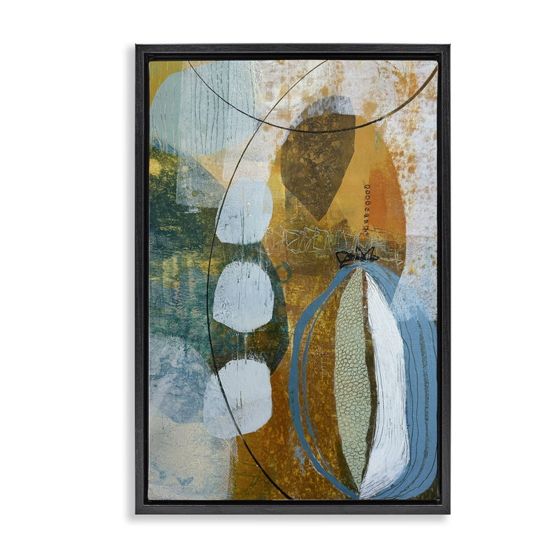 Toile flottante abstraite et expressive par Pamela K. Beer, Cadre flottant noir de jais, H 25 po x l 17 po