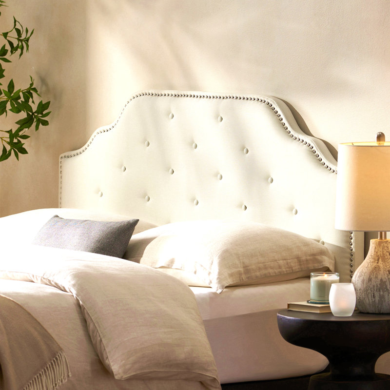 Tête de lit tapissier capitonnée de taille grand, tête de lit en bois massif avec pieds en métal durables, tête de lit grand à hauteur réglable avec garniture cloutée, tête de lit en tissu au design moderne capitonné